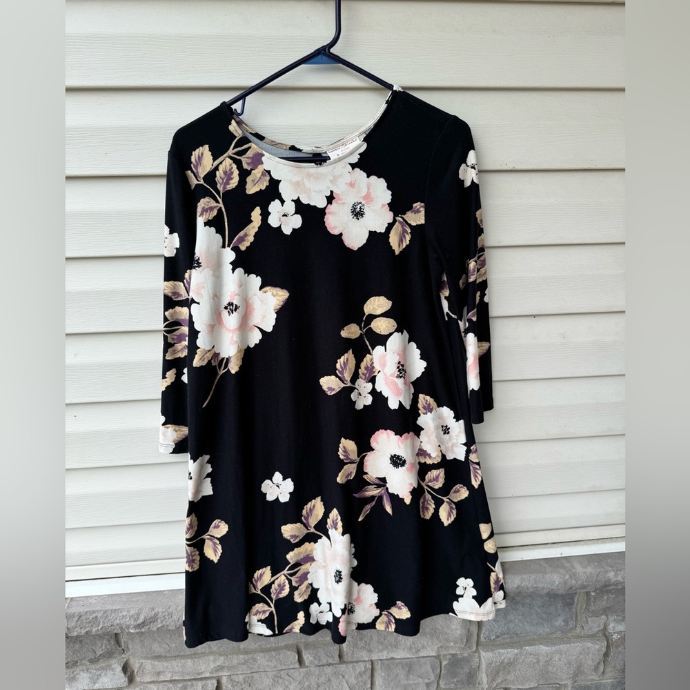 Black Floral tunic dress